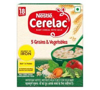 Nestle CERELAC Baby Cereal with Milk 5 Grains Vegetables From18To24Months 300gm BIB Pack Stage5