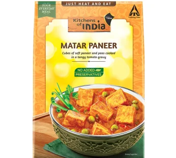 Kitchens of India Ready to Eat MATAR PANEER – Heat and Eat, Indian Meal